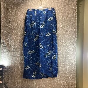 Vintage J.Jill Women Wrap Maxi Skirt Blue Size 12 Rayon Hawaiian Y2K Fairy USA